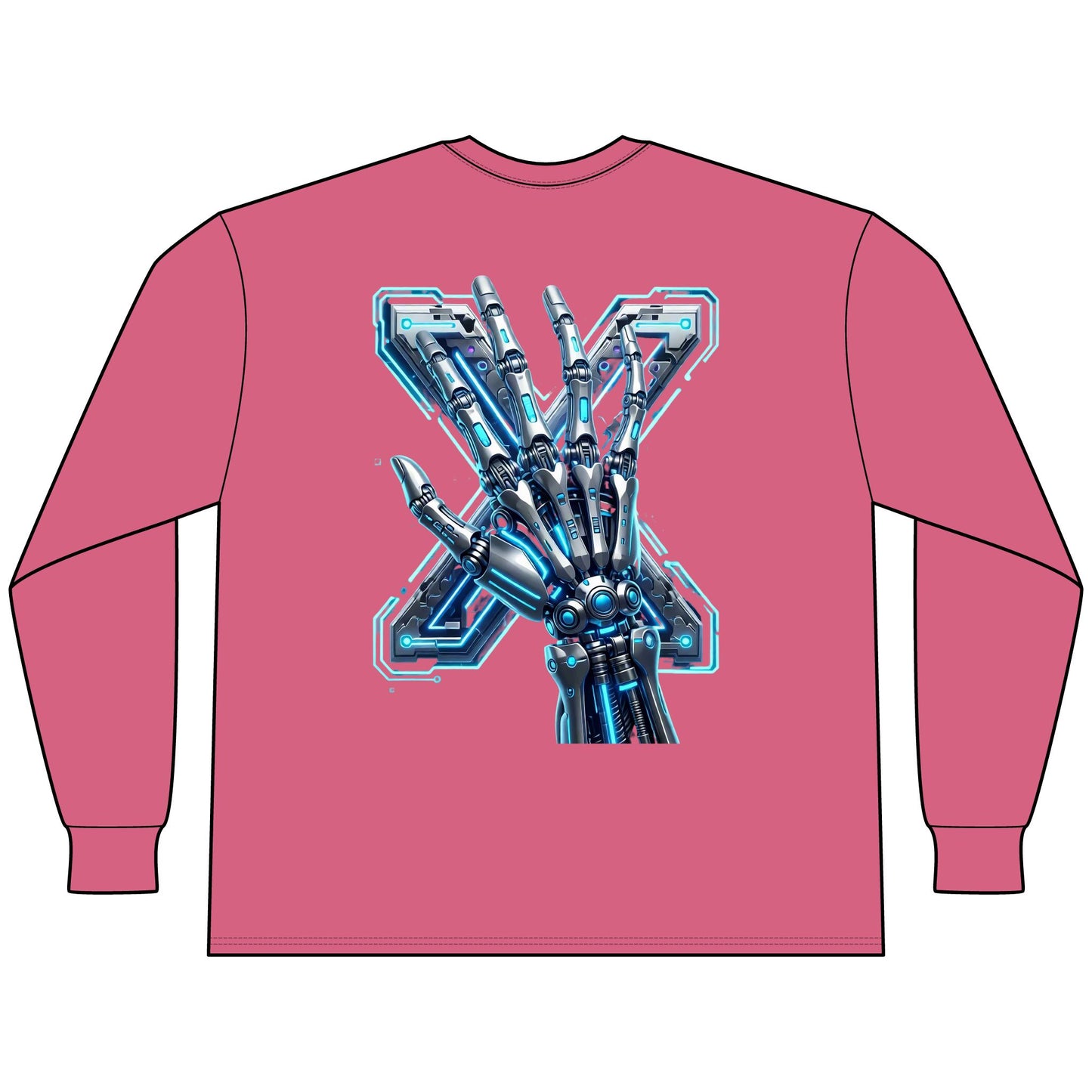 Hypug Xenon Cyber X Ribcage Long Sleeve Tee — Futuristic Robotic Skeleton Graphic