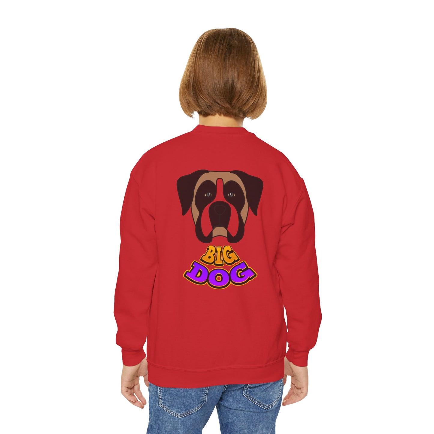 Big Dog Youth Crewneck Sweatshirt — Cute Cartoon Dog Graphic