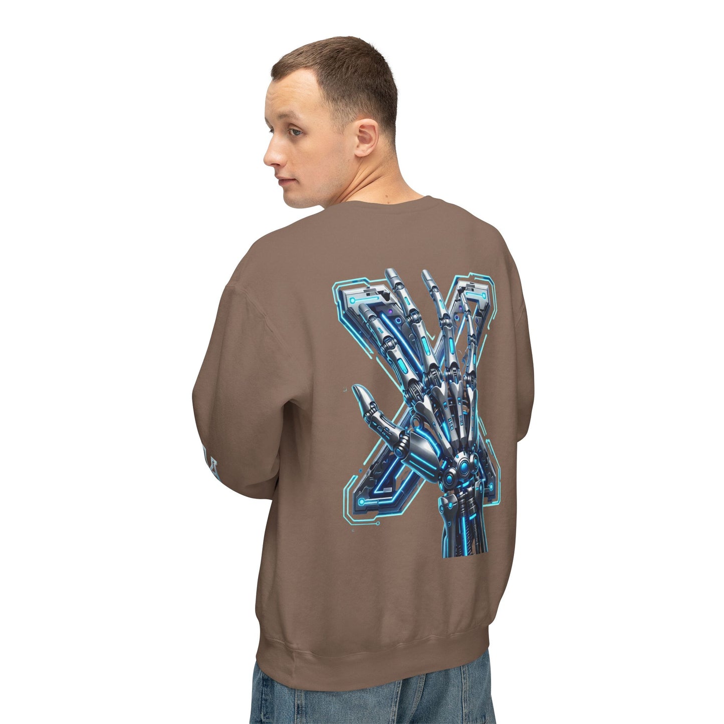 Hypug Xenon Cyber X Ribcage Crewneck Sweatshirt — Futuristic Robotic Hand Graphic