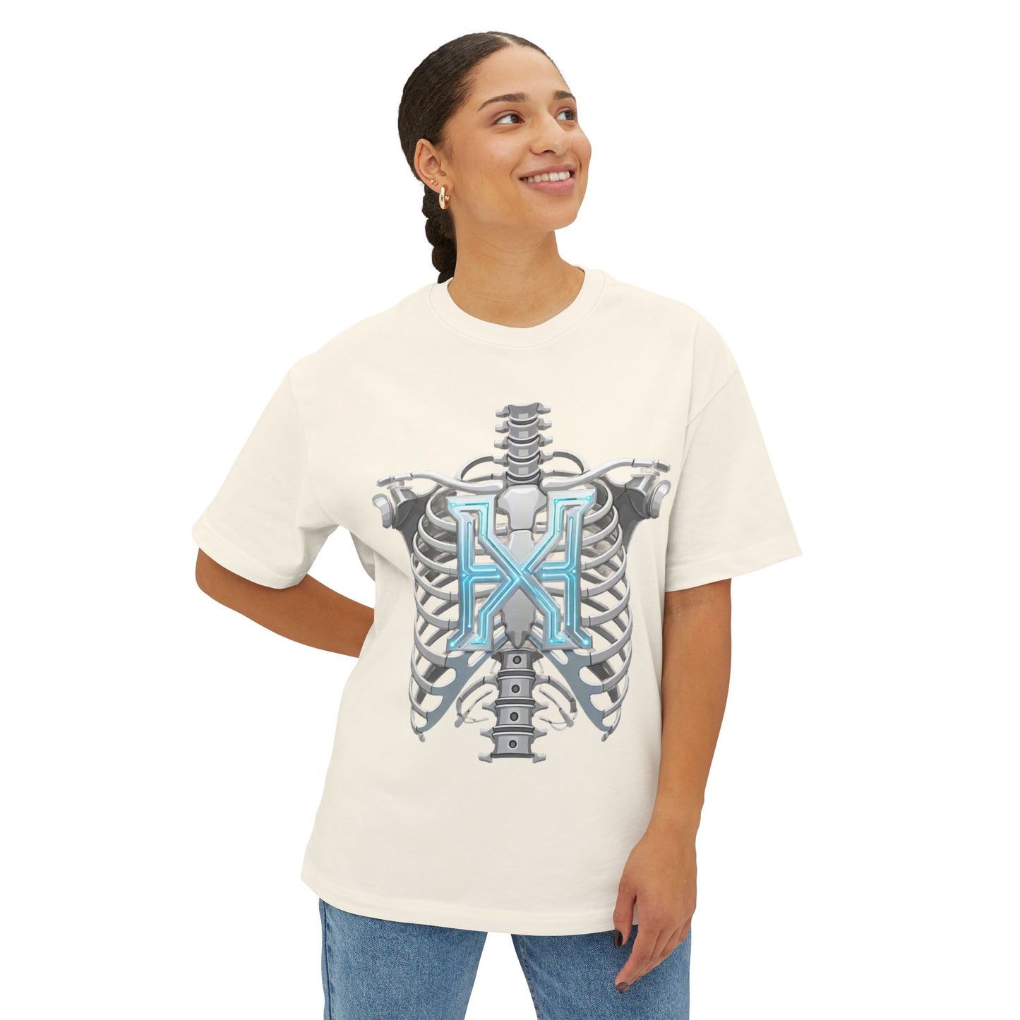 Cyber X Skeleton Tee — Futuristic Robotic Ribcage Graphic T-Shirt