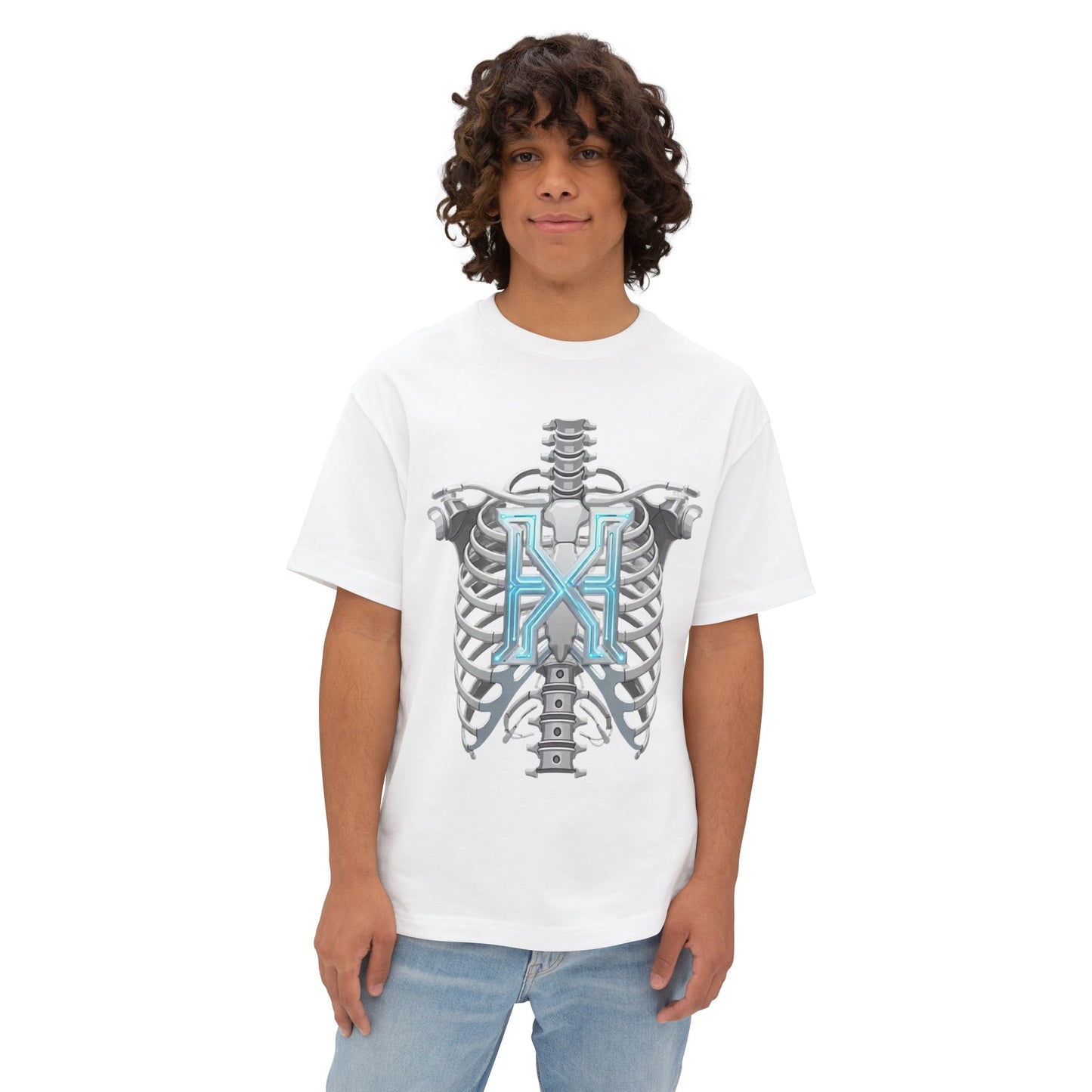 Cyber X Skeleton Tee — Futuristic Robotic Ribcage Graphic T-Shirt