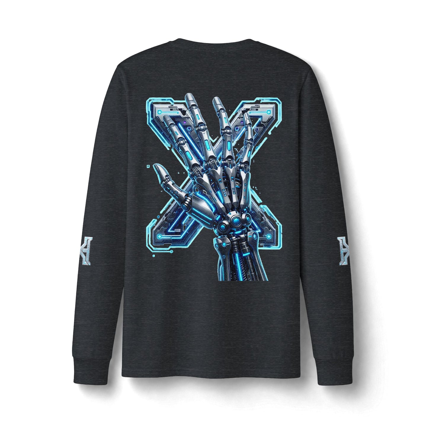 Hypug Xenon Cyber Skeleton Long Sleeve Tee — Futuristic Robotic X Ribcage Graphic