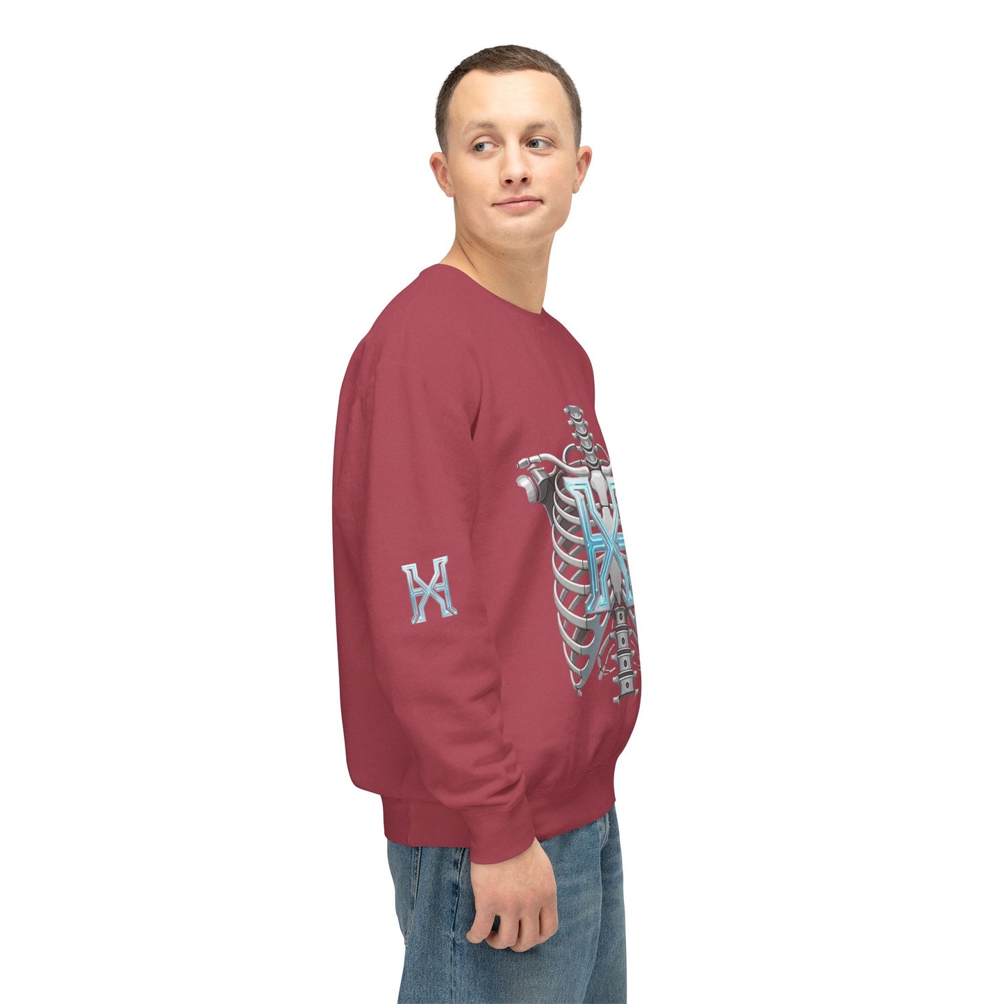 Hypug Xenon Cyber X Ribcage Crewneck Sweatshirt — Futuristic Robotic Hand Graphic