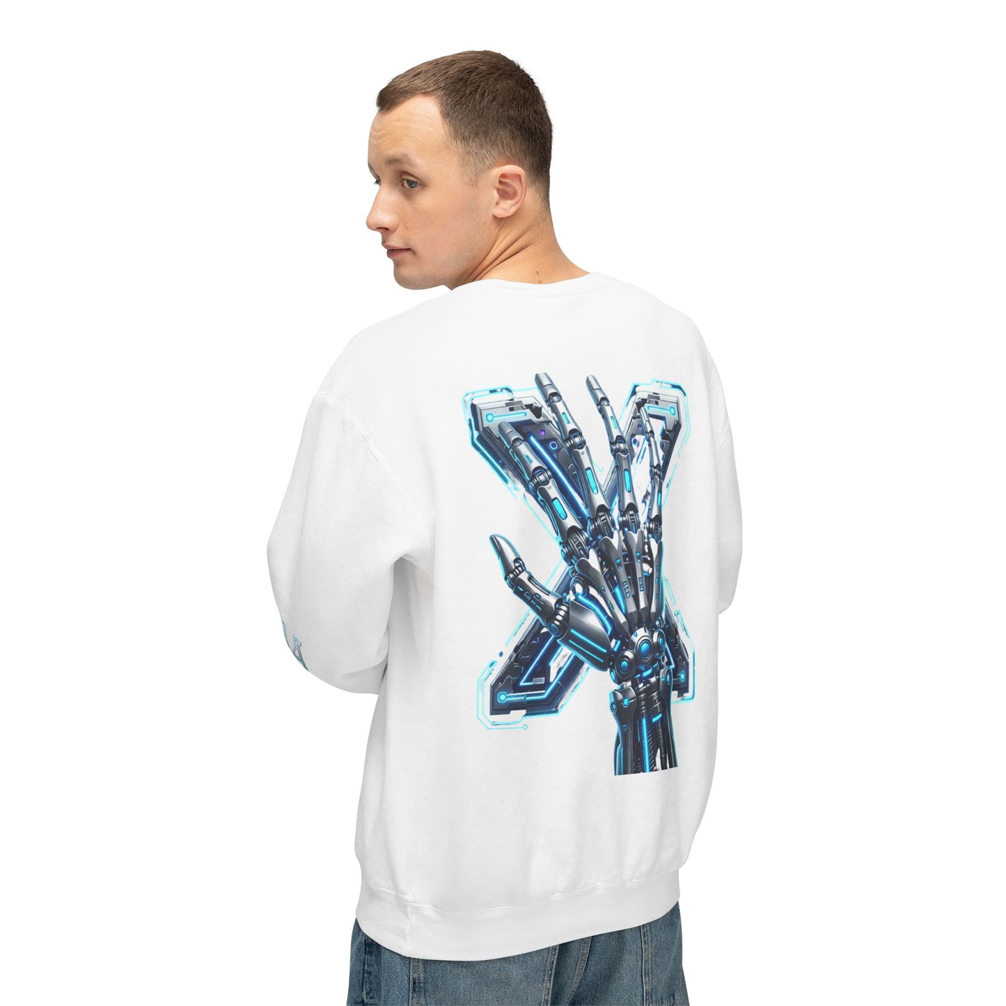 Hypug Xenon Cyber X Ribcage Crewneck Sweatshirt — Futuristic Robotic Hand Graphic