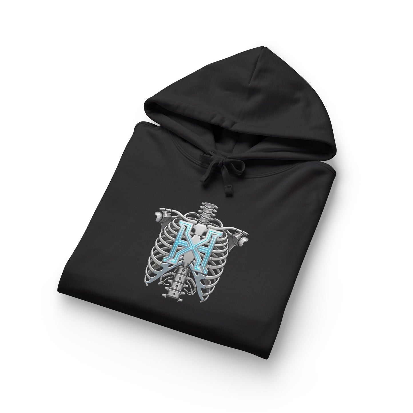 Hypug Xenon Hoodie — Cybernetic Spine & Robotic Hand Graphic Pullover
