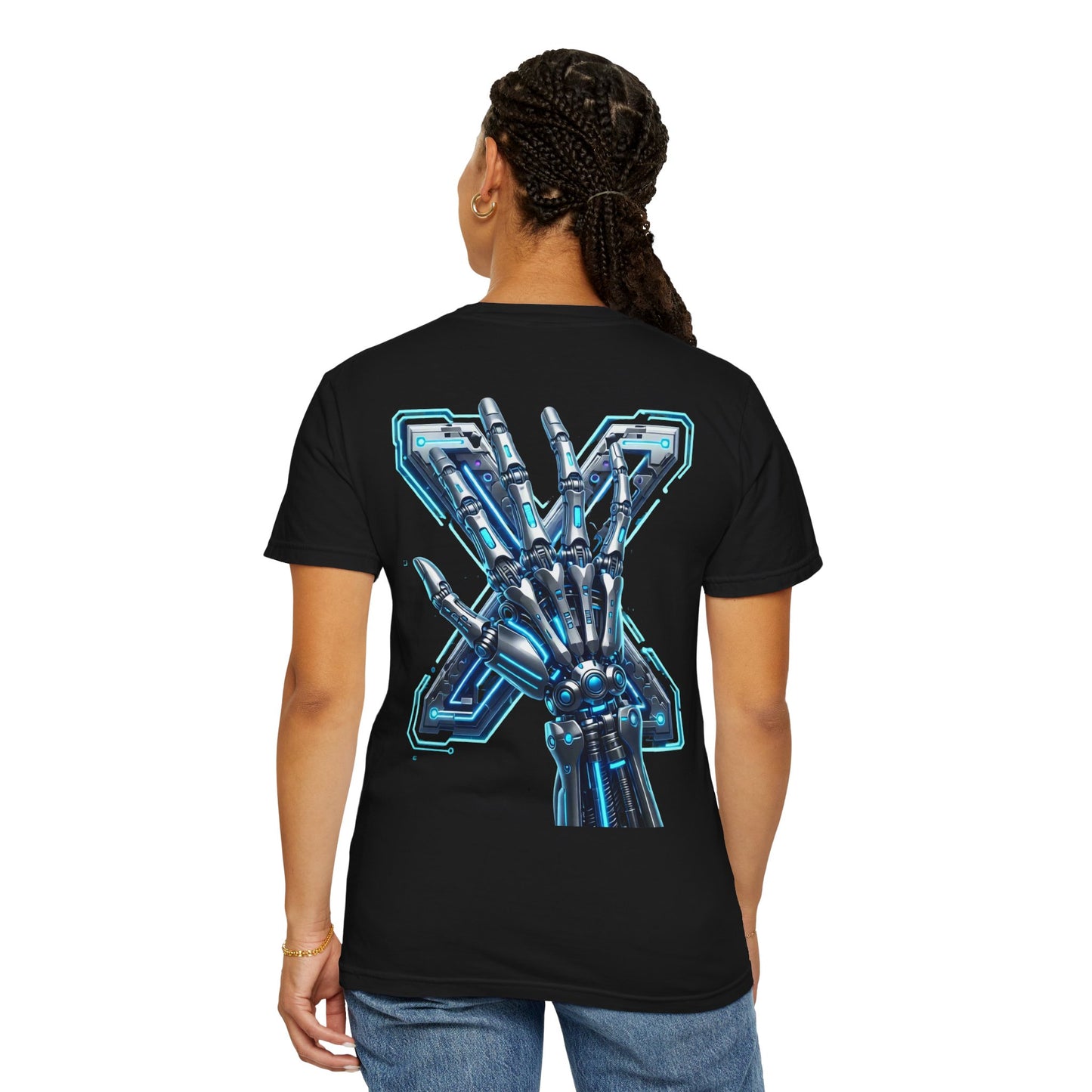 Hypug Xenon Skeleton Ribcage & Robotic X T-Shirt — Futuristic Tech Anatomy Tee