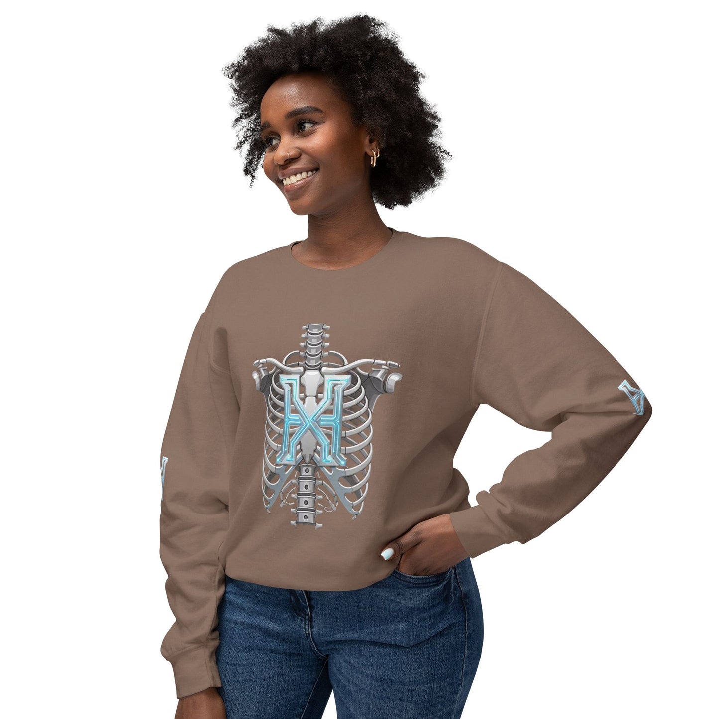Hypug Xenon Cyber X Ribcage Crewneck Sweatshirt — Futuristic Robotic Hand Graphic