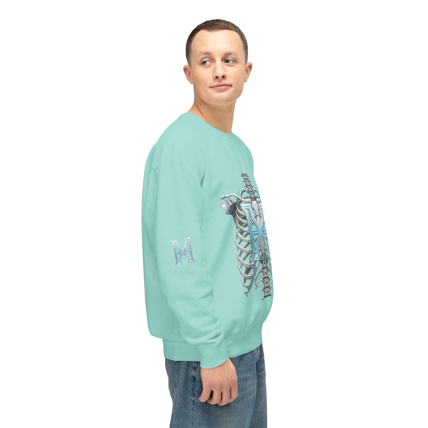 Hypug Xenon Cyber X Ribcage Crewneck Sweatshirt — Futuristic Robotic Hand Graphic