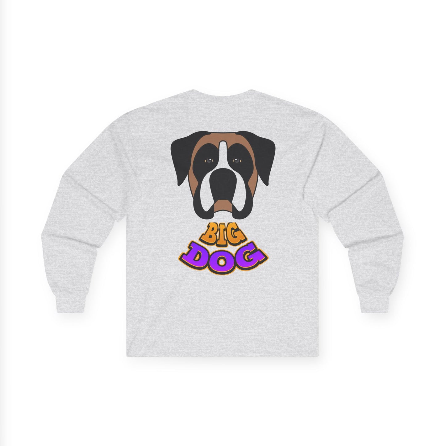 Big Dog Pug Graphic Long Sleeve Tee — Cute Dog Face Crewneck