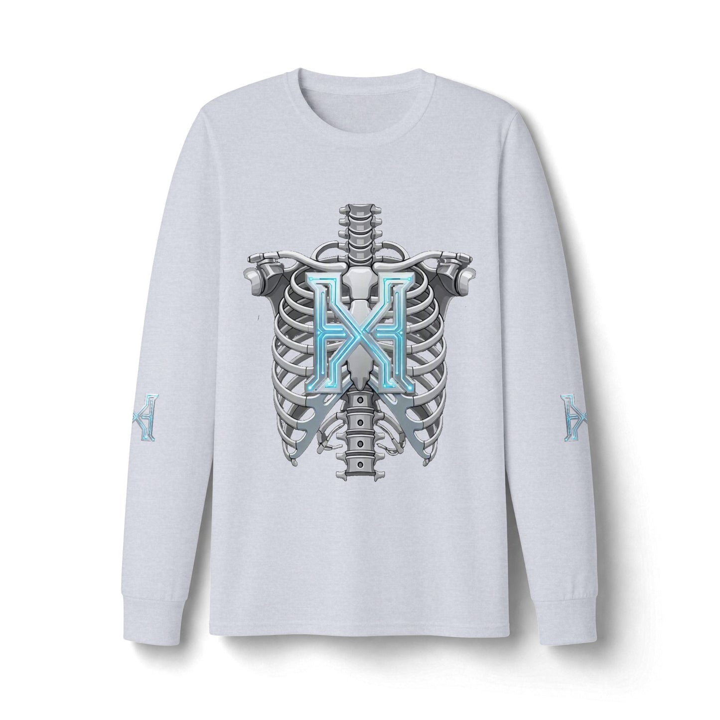 Hypug Xenon Cyber Skeleton Long Sleeve Tee — Futuristic Robotic X Ribcage Graphic
