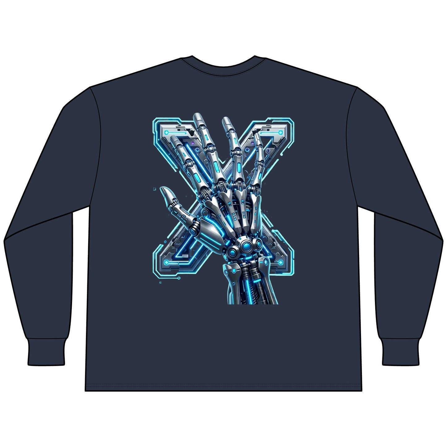 Hypug Xenon Cyber X Ribcage Long Sleeve Tee — Futuristic Robotic Skeleton Graphic