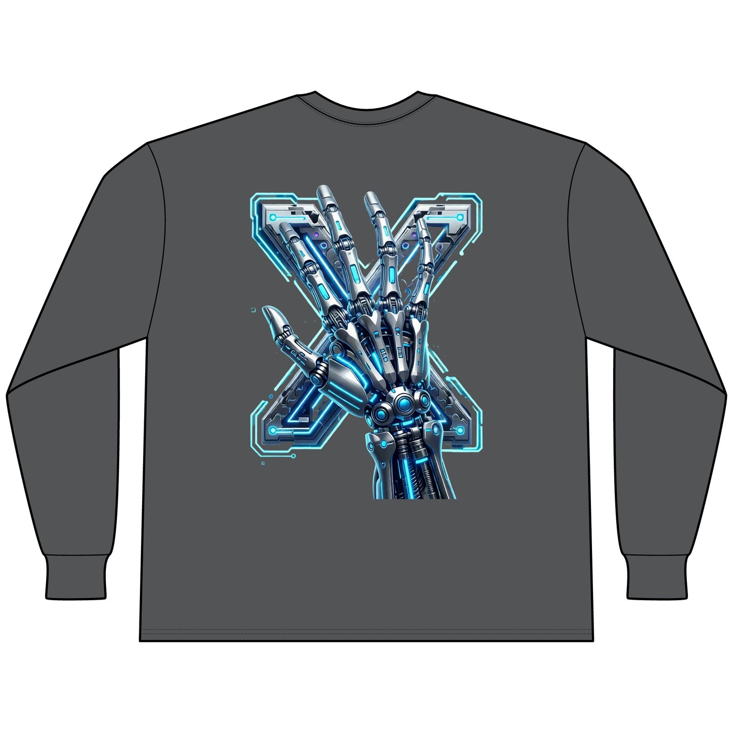 Hypug Xenon Cyber X Ribcage Long Sleeve Tee — Futuristic Robotic Skeleton Graphic
