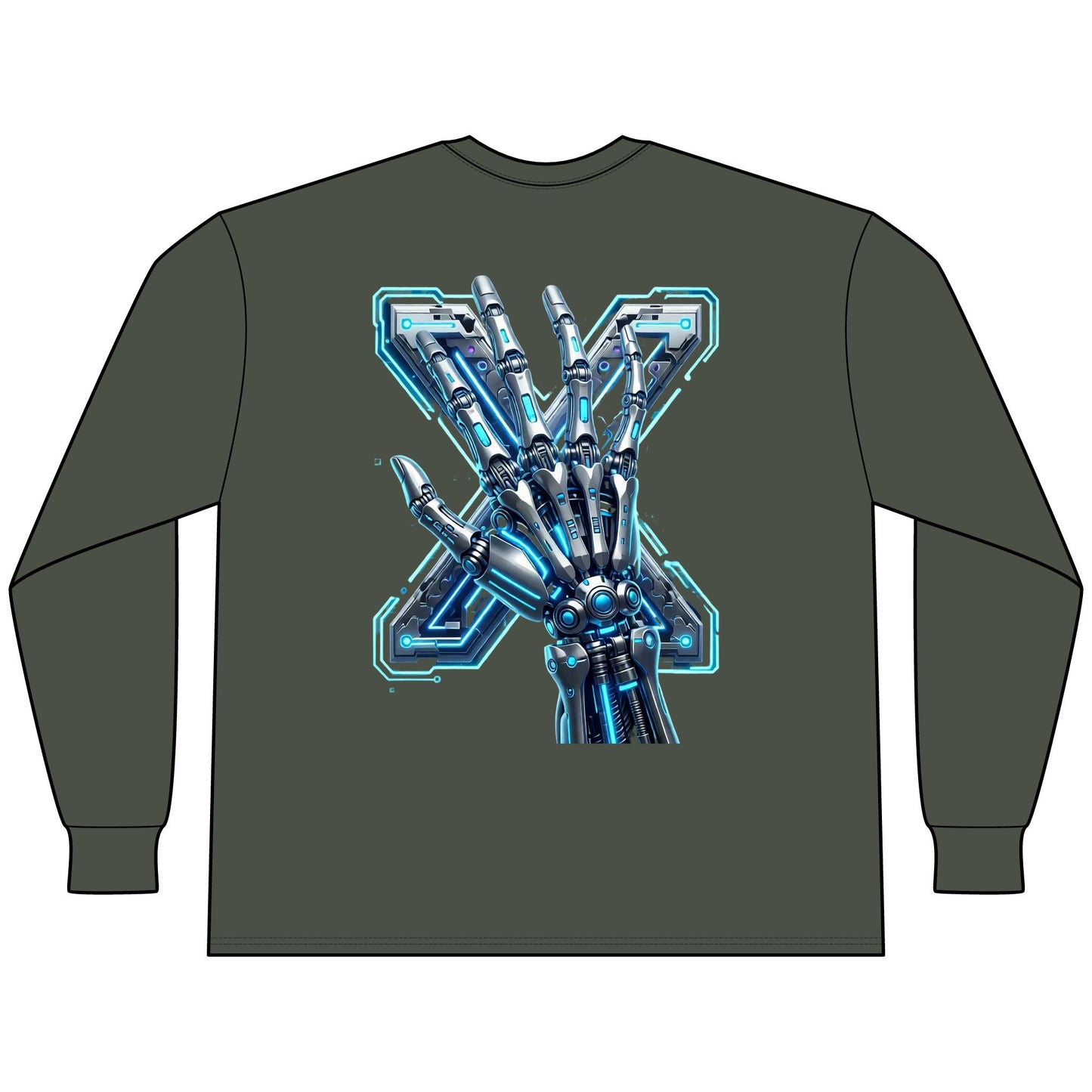 Hypug Xenon Cyber X Ribcage Long Sleeve Tee — Futuristic Robotic Skeleton Graphic
