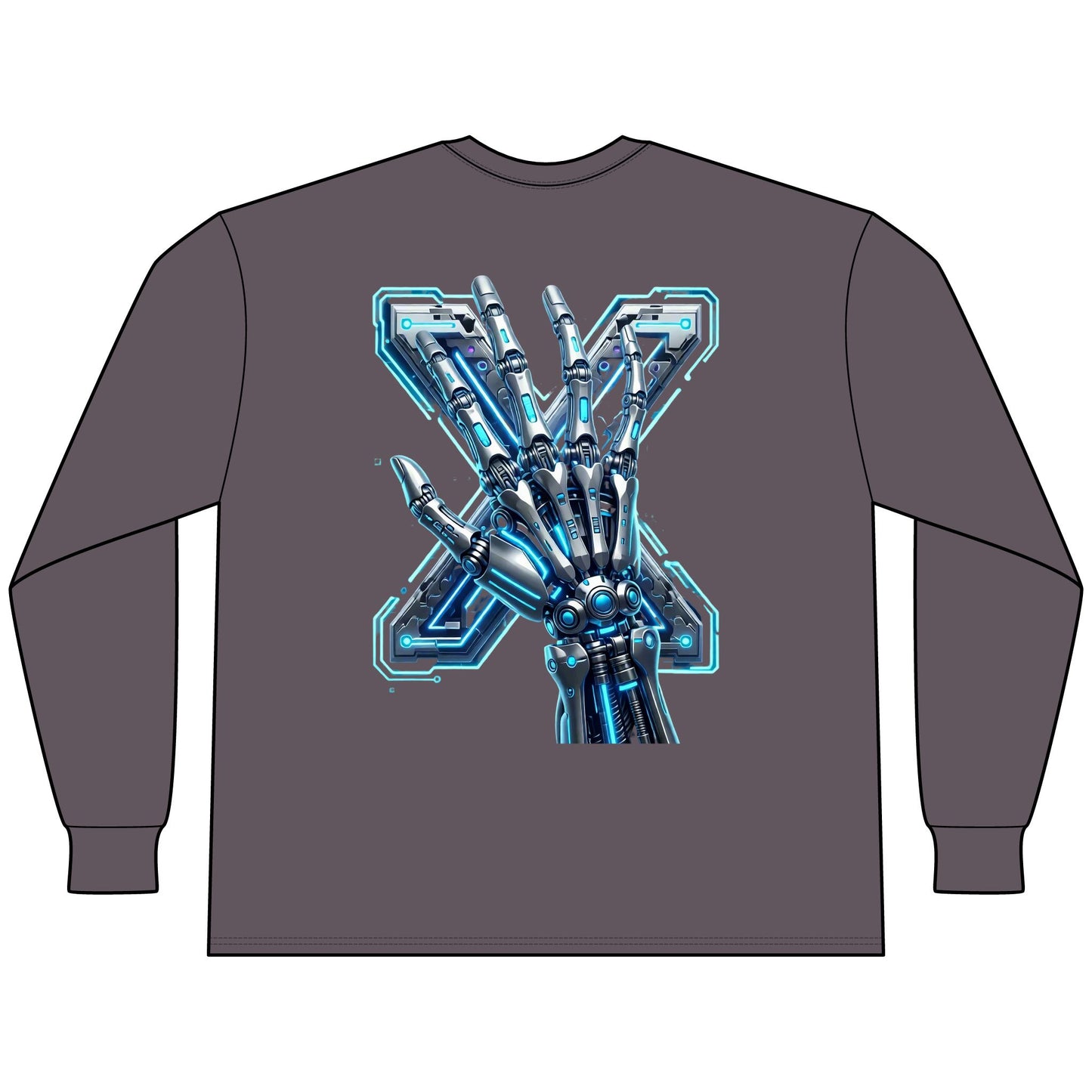 Hypug Xenon Cyber X Ribcage Long Sleeve Tee — Futuristic Robotic Skeleton Graphic