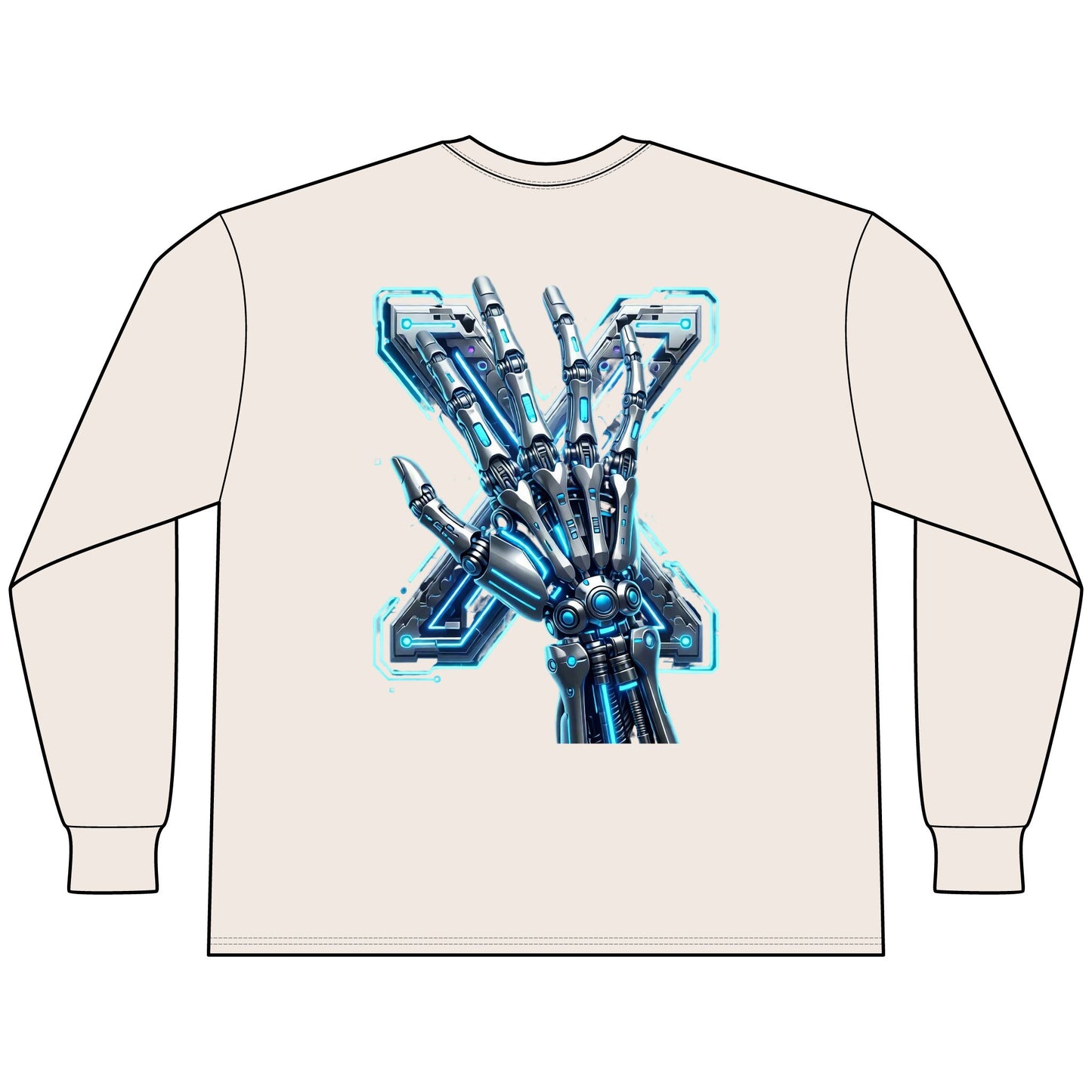 Hypug Xenon Cyber X Ribcage Long Sleeve Tee — Futuristic Robotic Skeleton Graphic