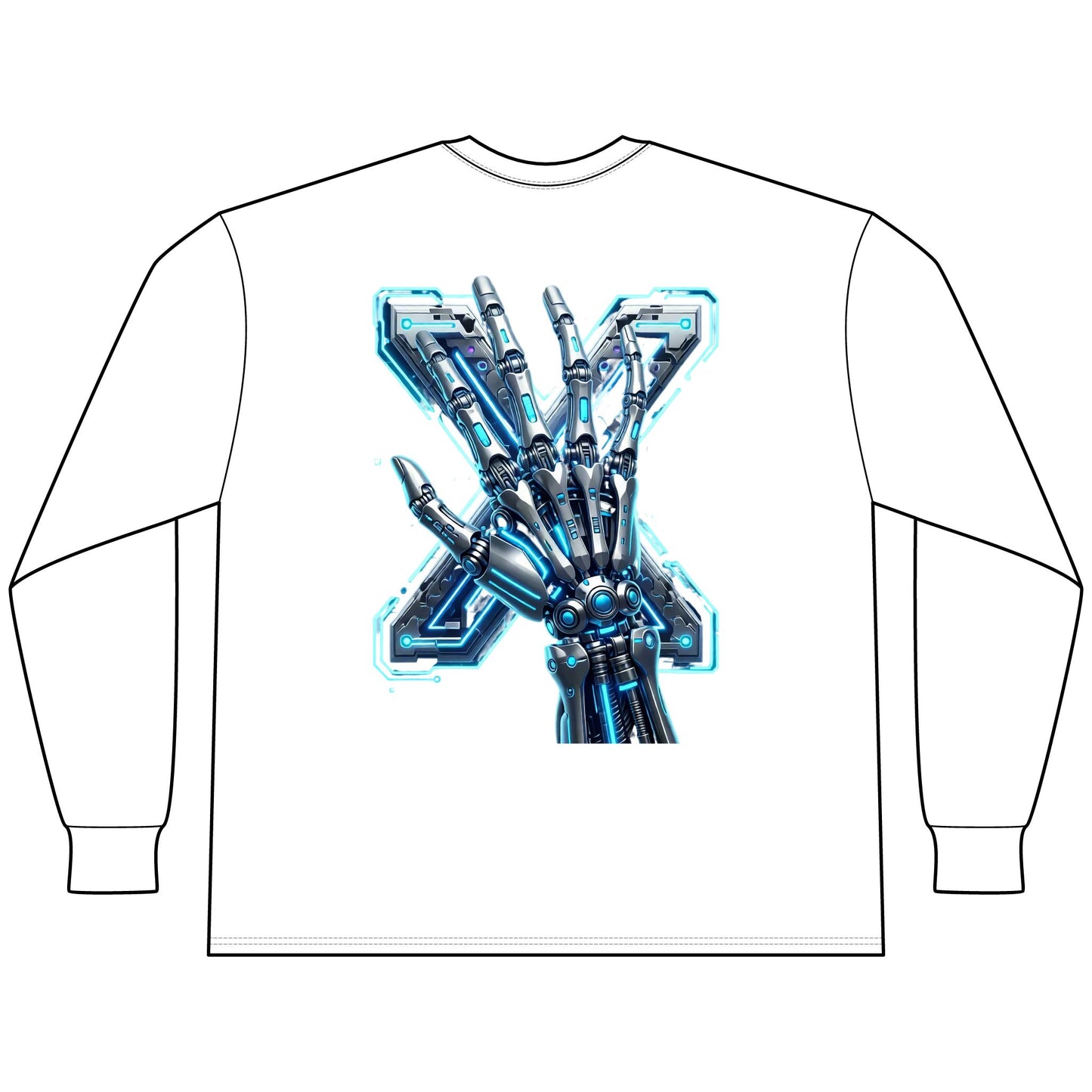 Hypug Xenon Cyber X Ribcage Long Sleeve Tee — Futuristic Robotic Skeleton Graphic