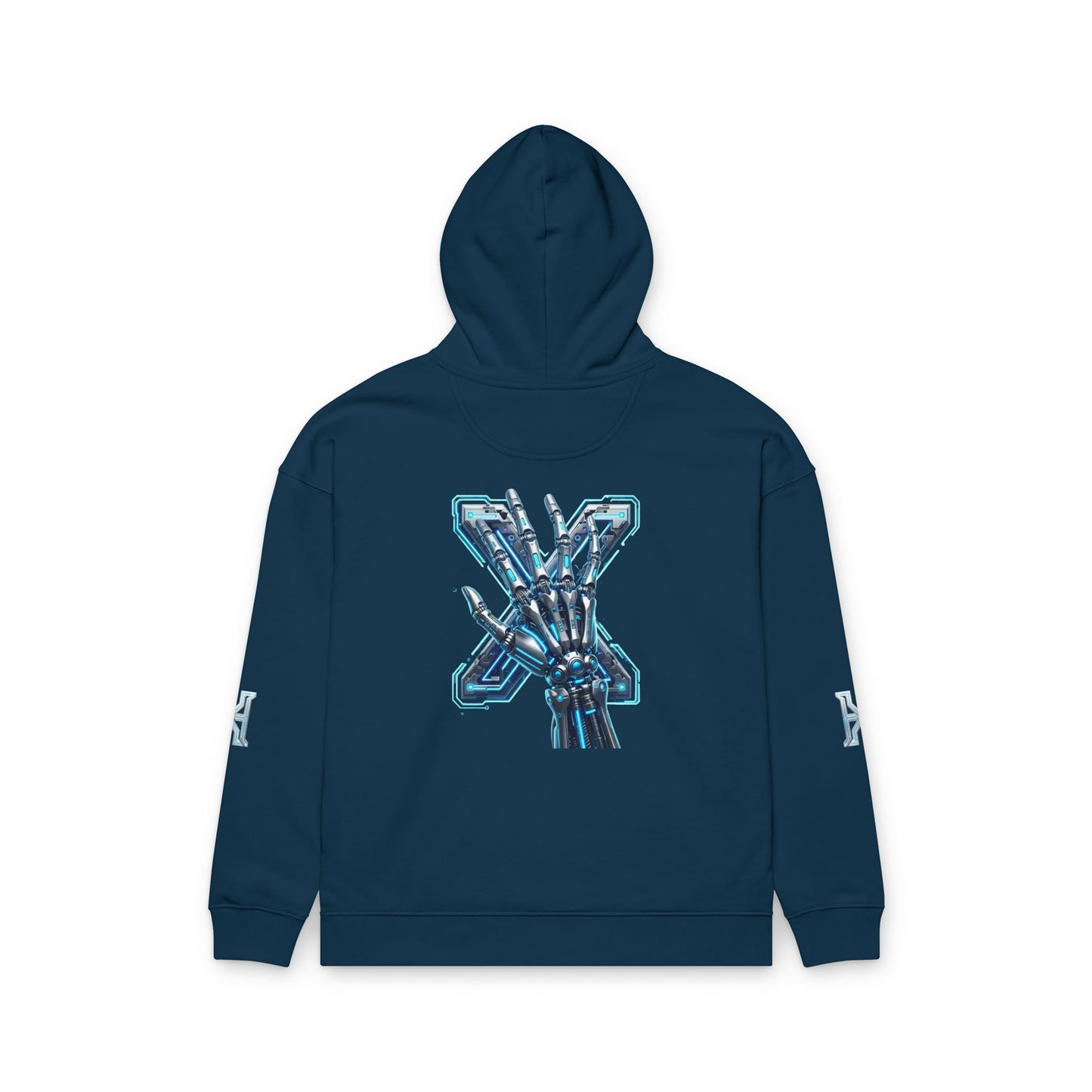 Hypug Xenon Hoodie — Cybernetic Spine & Robotic Hand Graphic Pullover