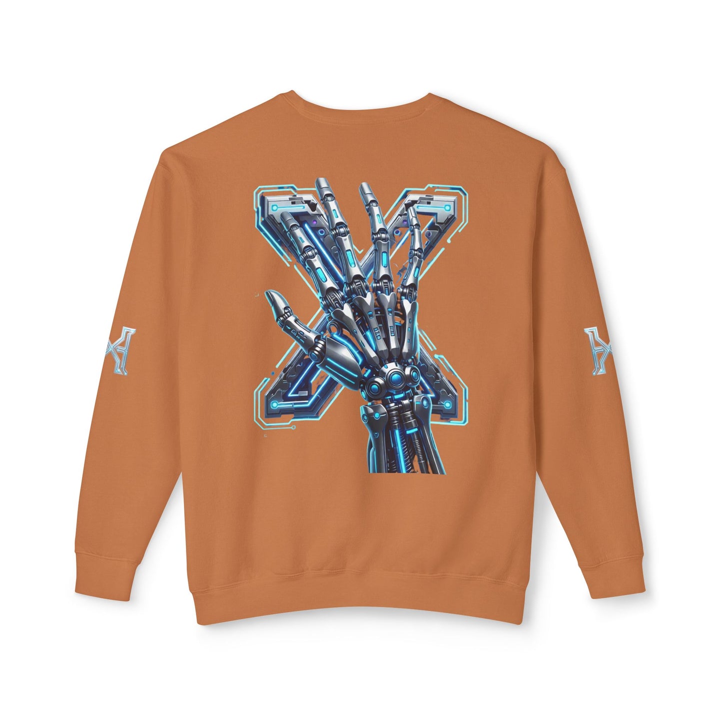 Hypug Xenon Cyber X Ribcage Crewneck Sweatshirt — Futuristic Robotic Hand Graphic