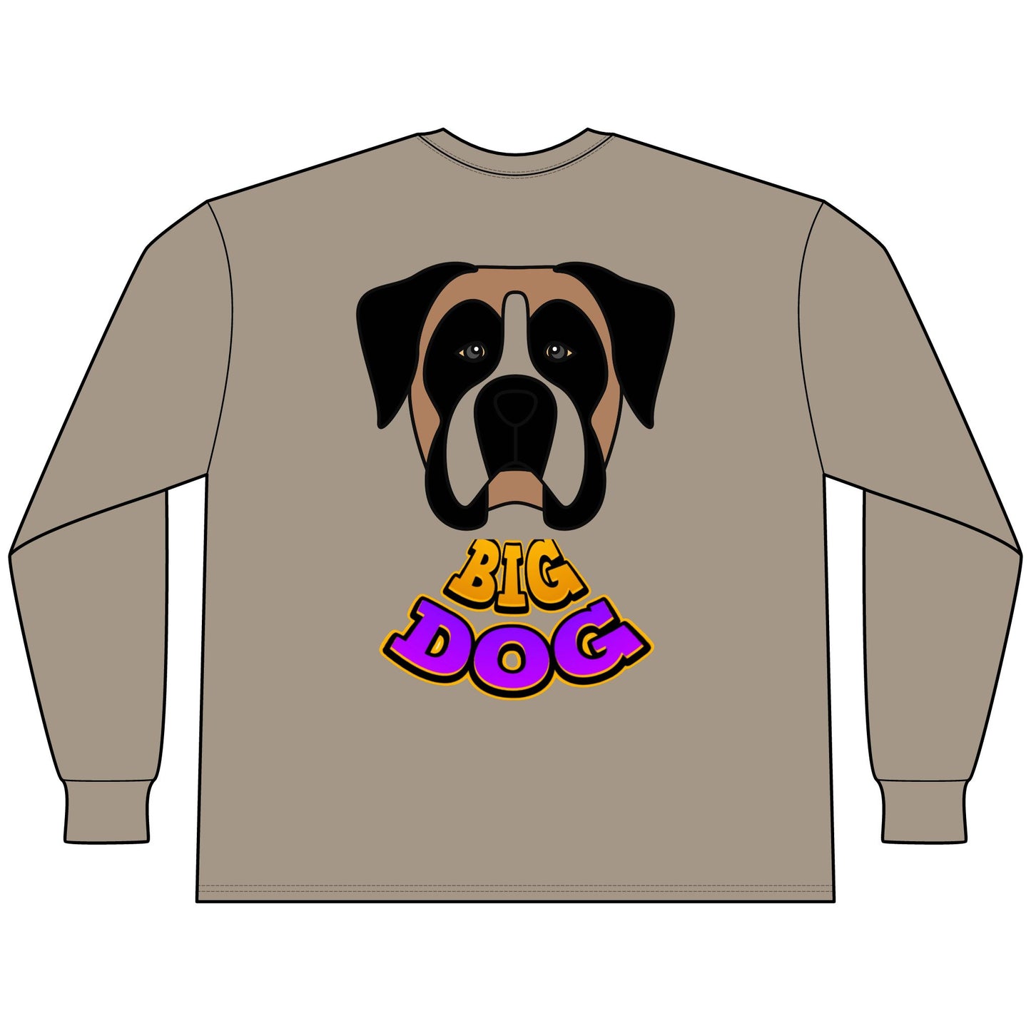 Big Dog Boxer Long Sleeve Tee — 'HYPUG' Graphic Front & Back