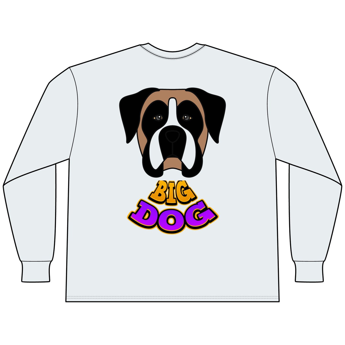 Big Dog Boxer Long Sleeve Tee — 'HYPUG' Graphic Front & Back