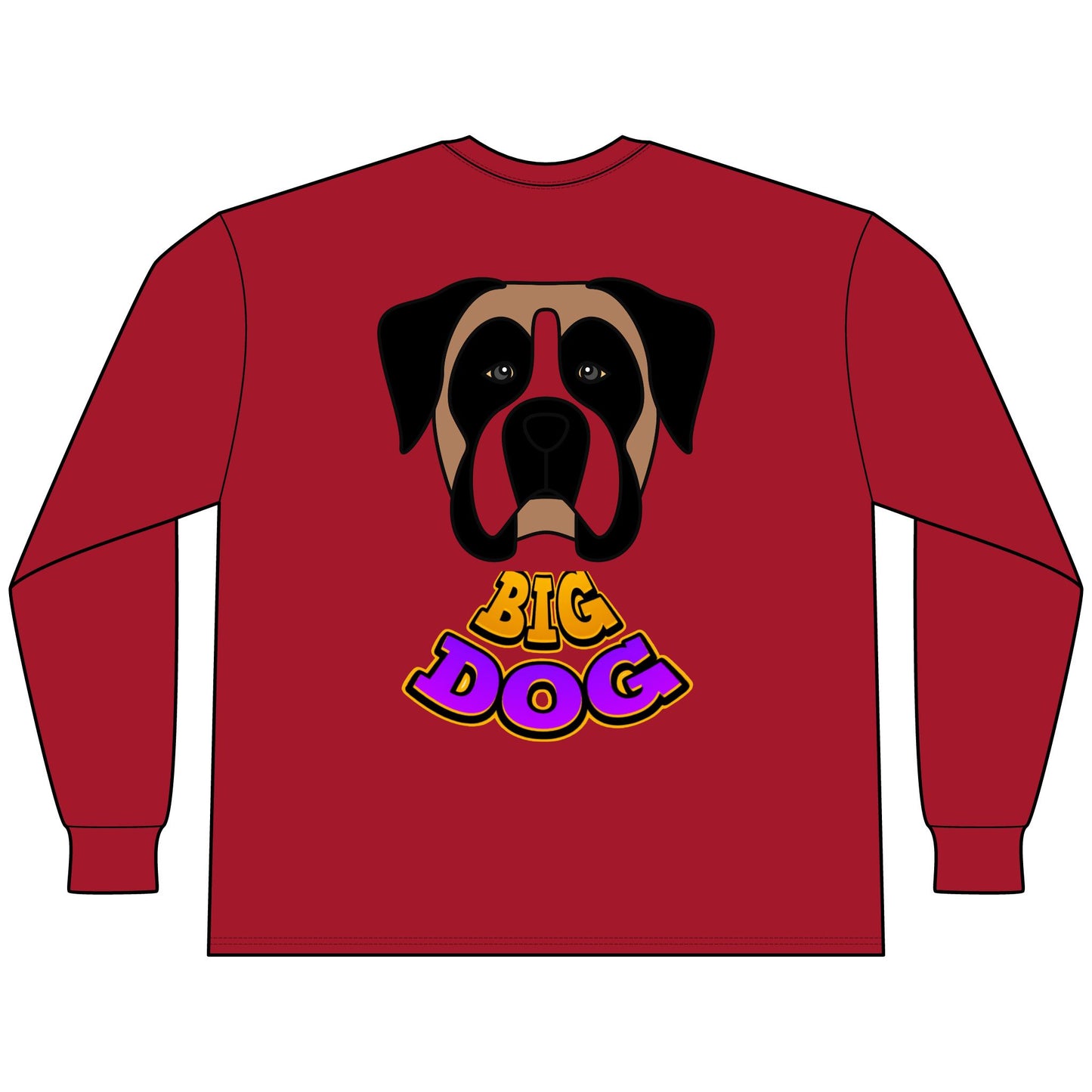 Big Dog Boxer Long Sleeve Tee — 'HYPUG' Graphic Front & Back