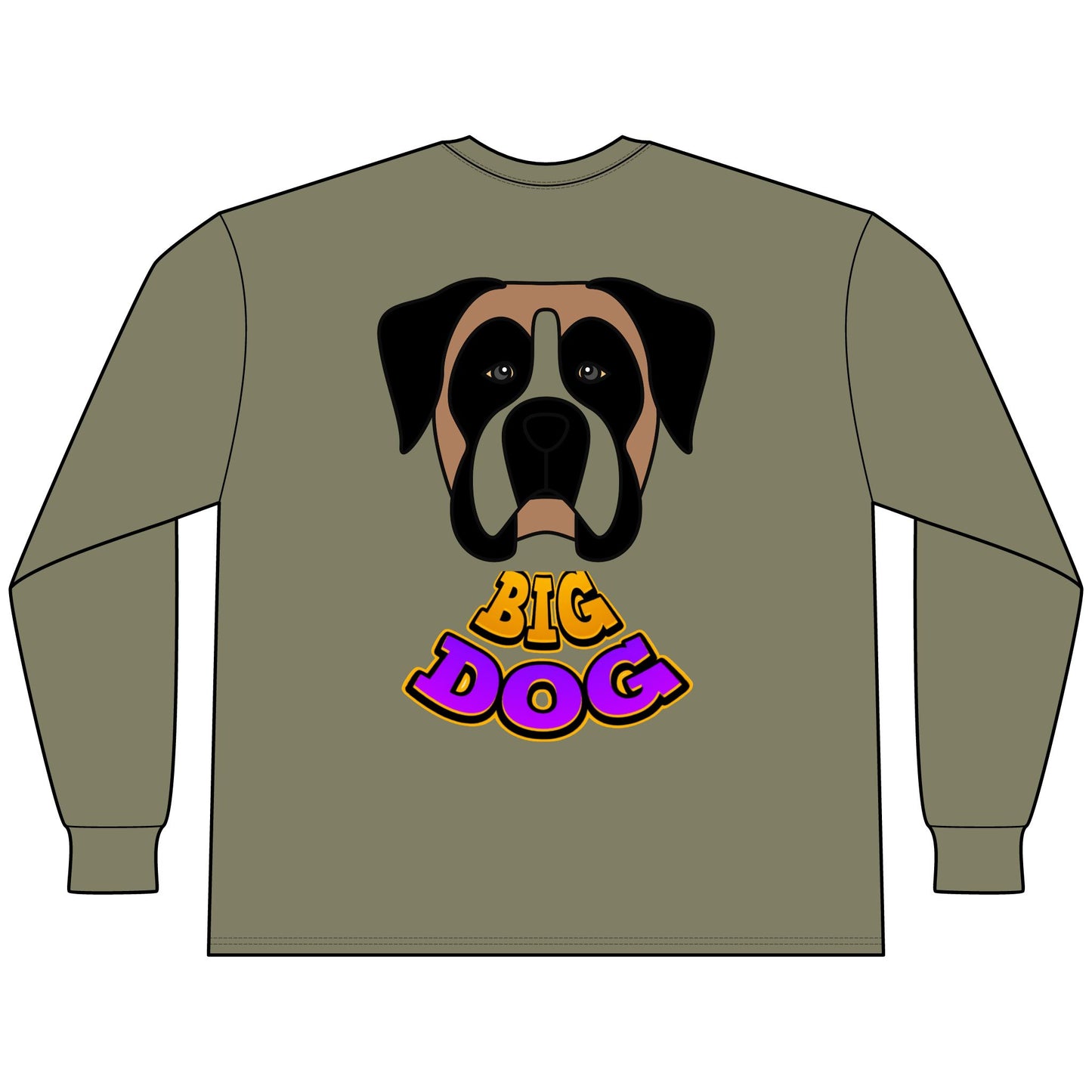 Big Dog Boxer Long Sleeve Tee — 'HYPUG' Graphic Front & Back