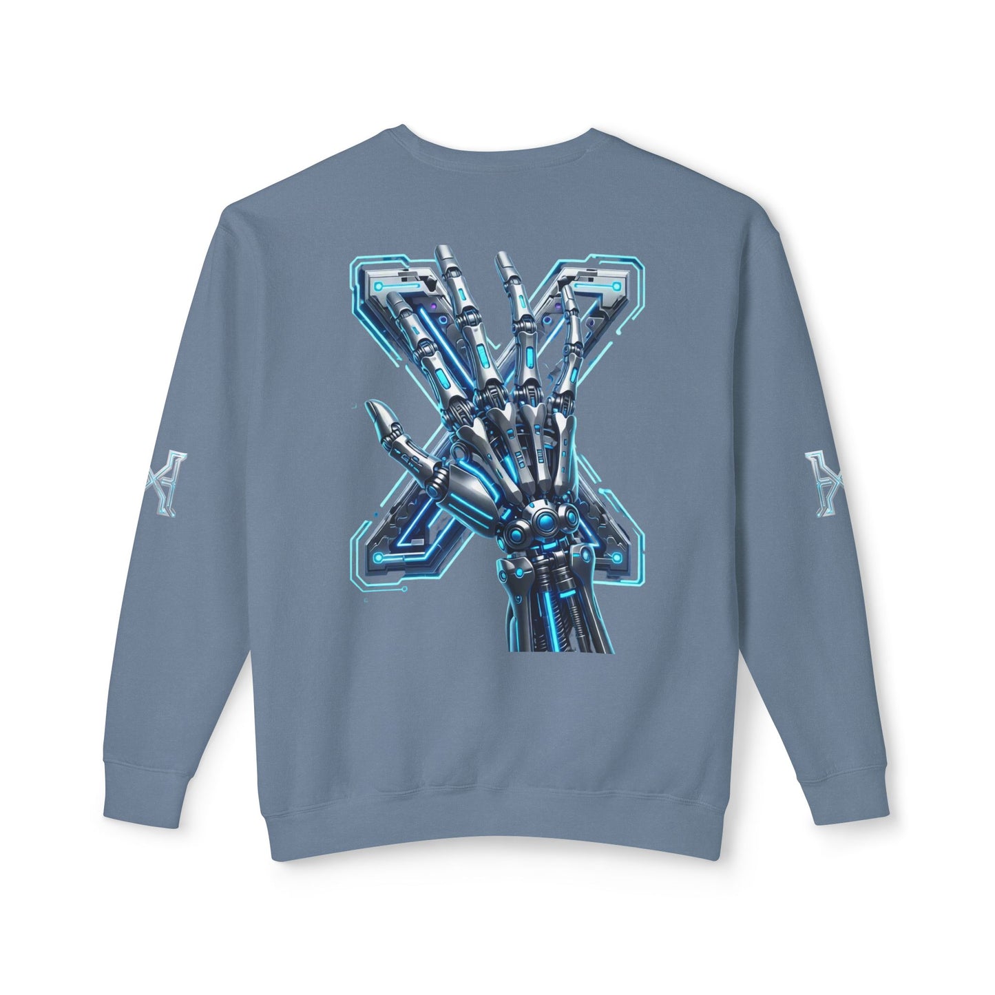 Hypug Xenon Cyber X Ribcage Crewneck Sweatshirt — Futuristic Robotic Hand Graphic