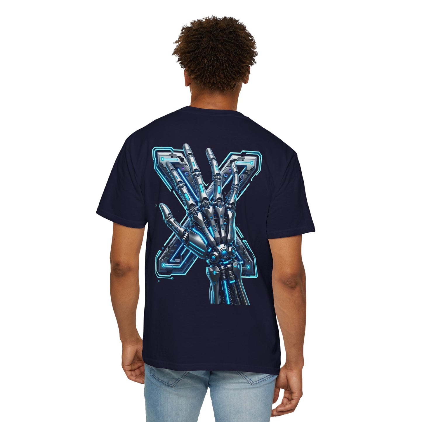 Hypug Xenon Skeleton Ribcage & Robotic X T-Shirt — Futuristic Tech Anatomy Tee