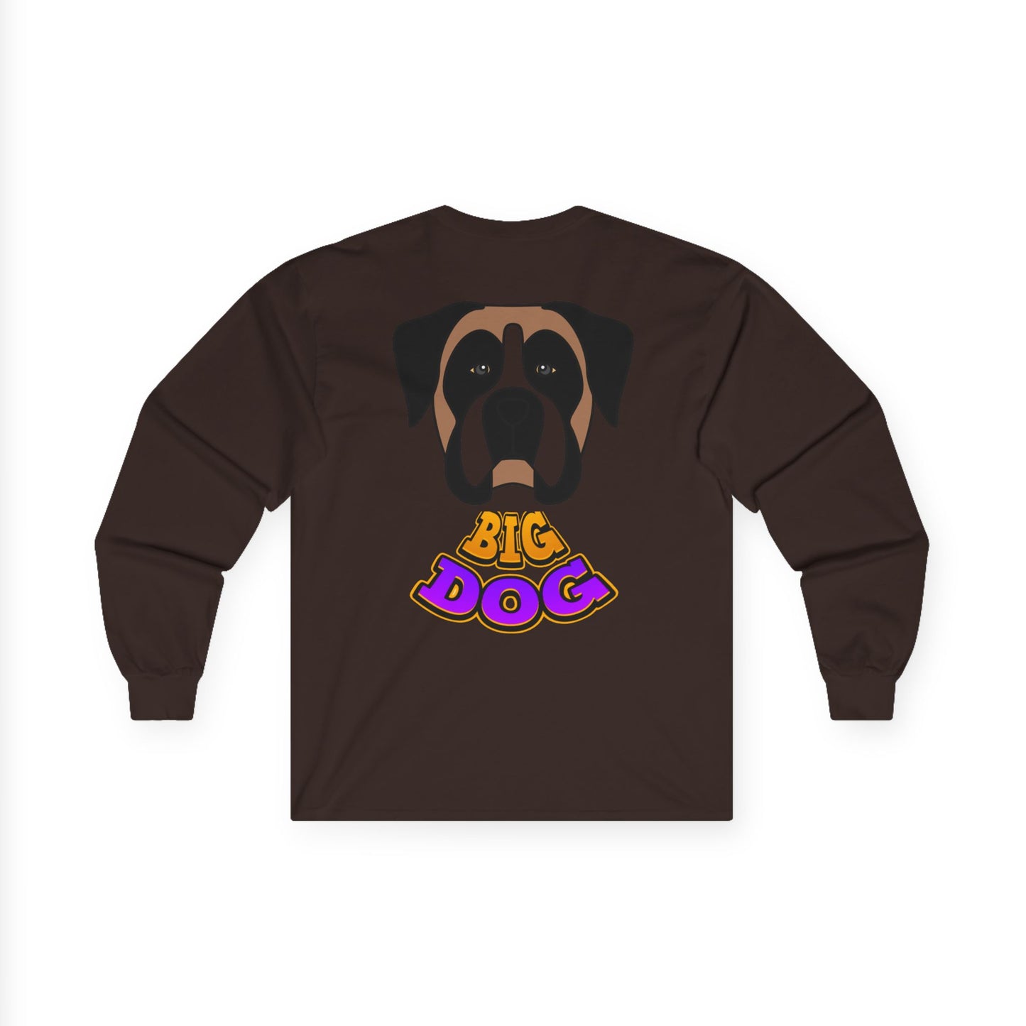 Big Dog Pug Graphic Long Sleeve Tee — Cute Dog Face Crewneck