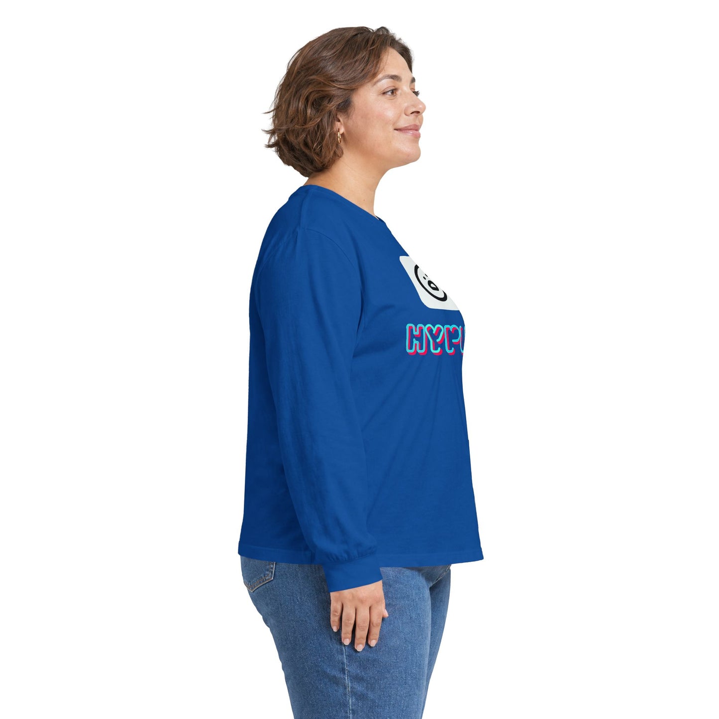 Big Dog Pug Graphic Long Sleeve Tee — Cute Dog Face Crewneck