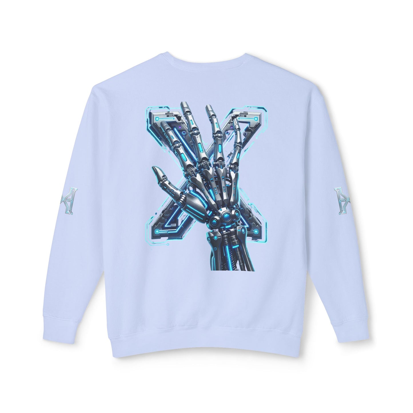 Hypug Xenon Cyber X Ribcage Crewneck Sweatshirt — Futuristic Robotic Hand Graphic