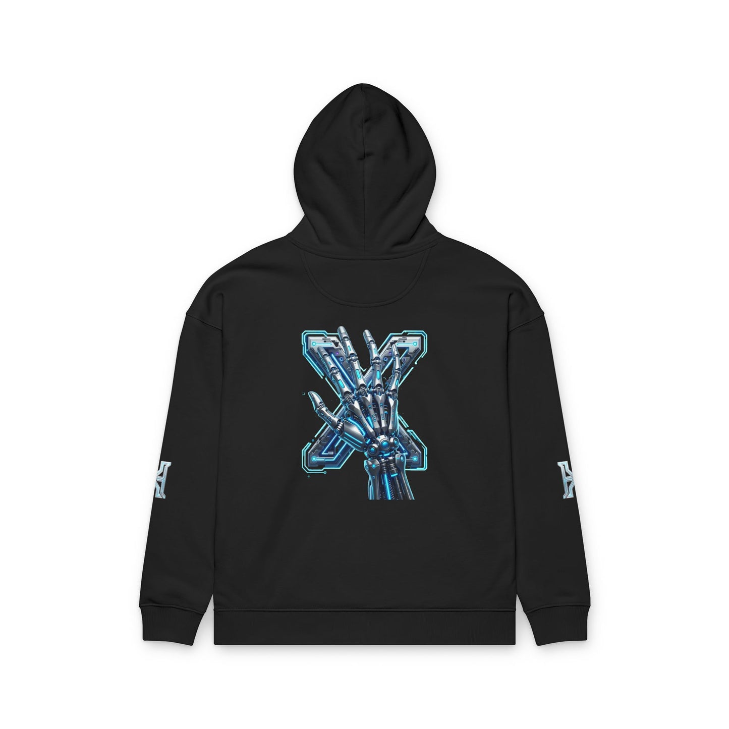 Hypug Xenon Hoodie — Cybernetic Spine & Robotic Hand Graphic Pullover