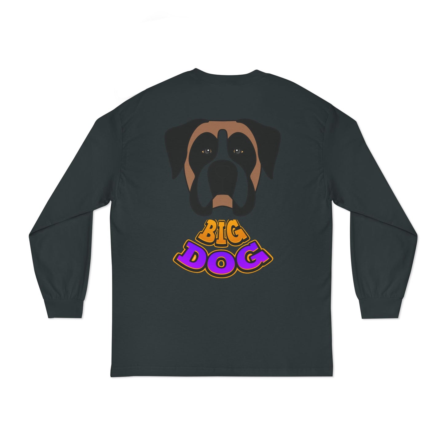 Big Dog Graphic Long Sleeve Tee — 'HYPUG' Chest Logo, Boxer Dog Back Print