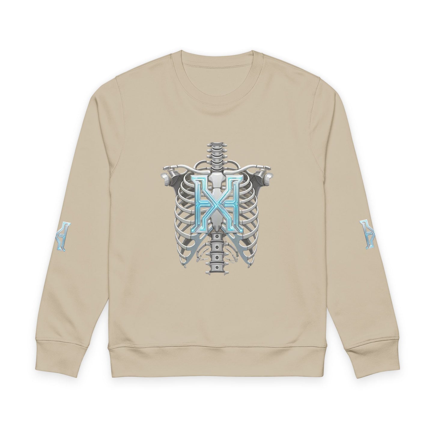 Hypug Xenon Skeleton X Crewneck Sweatshirt — Futuristic Robotic Ribcage Graphic