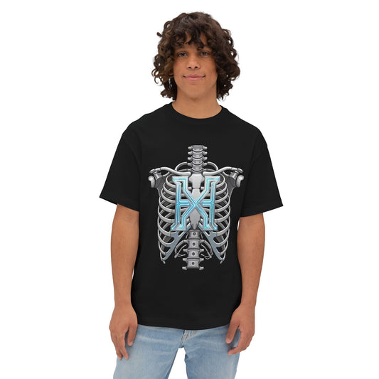Cyber X Skeleton Tee — Futuristic Robotic Ribcage Graphic T-Shirt - HYPUG XENON