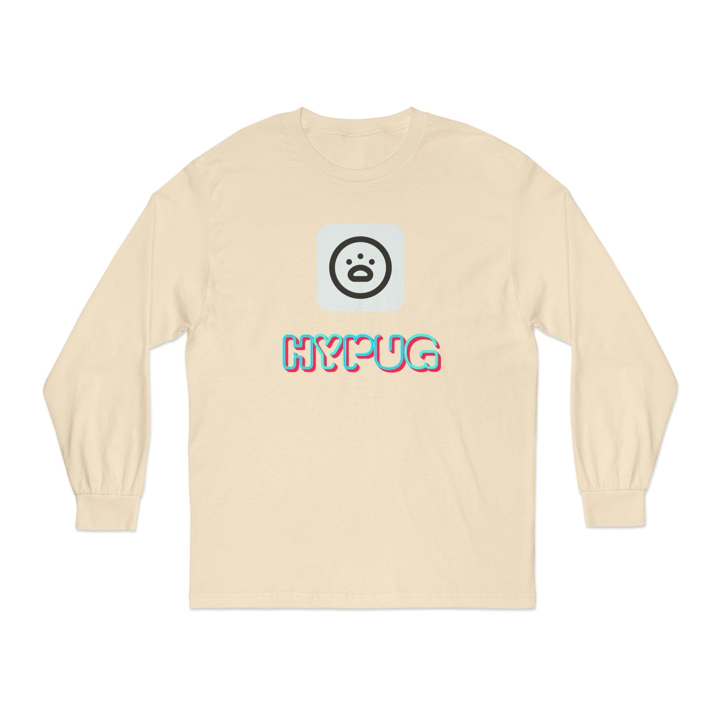 Big Dog Graphic Long Sleeve Tee — 'HYPUG' Chest Logo, Boxer Dog Back Print