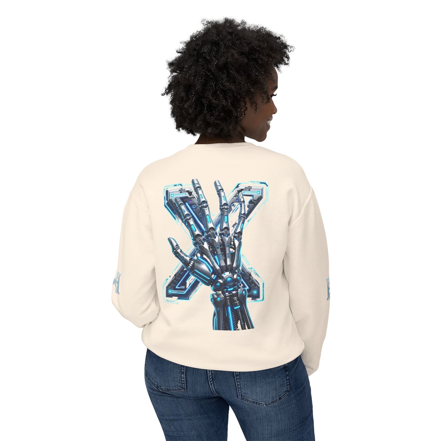 Hypug Xenon Cyber X Ribcage Crewneck Sweatshirt — Futuristic Robotic Hand Graphic