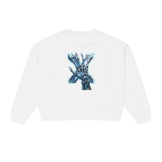 Hypug Xenon Women's Organic Crewneck Sweatshirt — Anatomical Ribcage & Mechanical Hand Graphic - HYPUG XENON