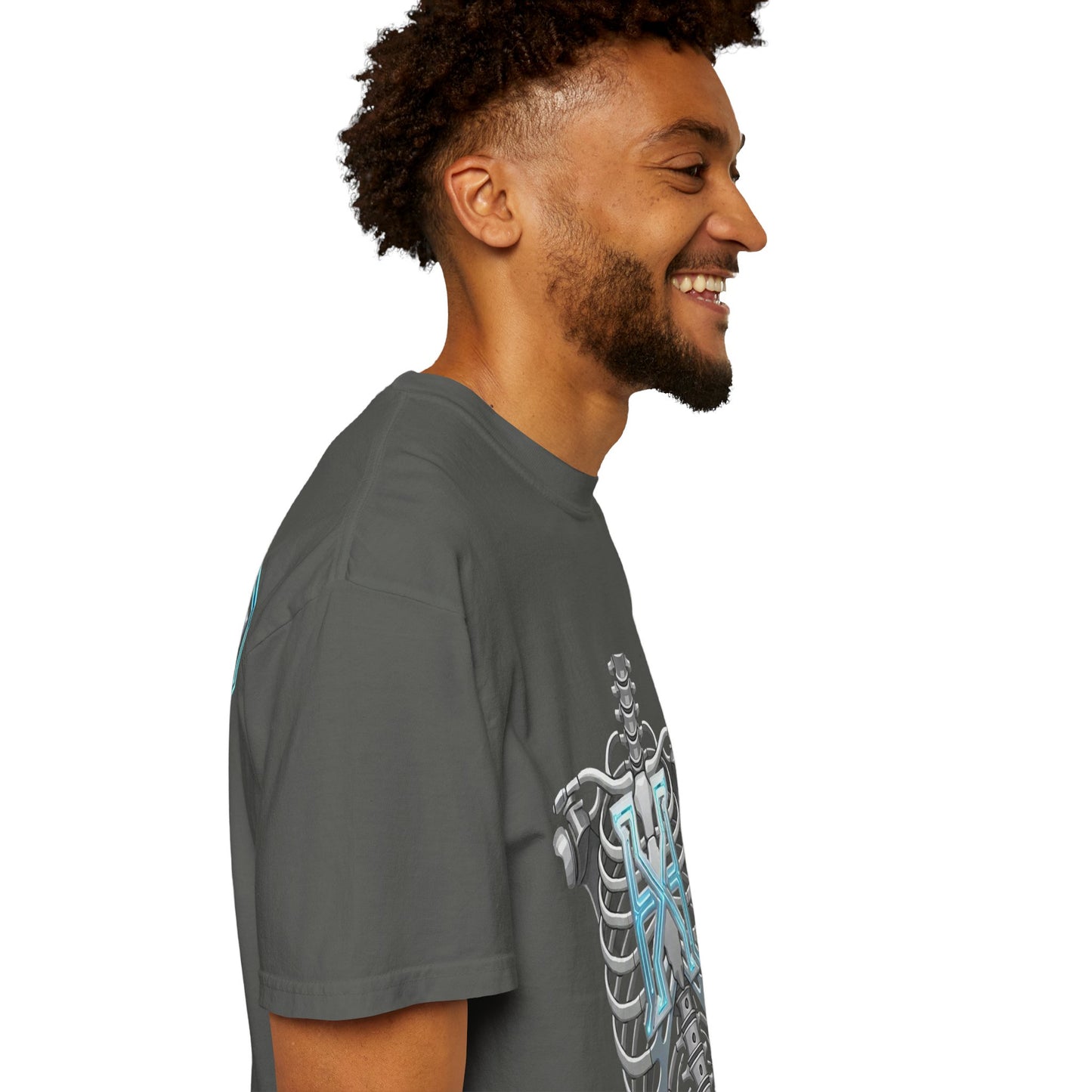 Hypug Xenon Skeleton Ribcage & Robotic X T-Shirt — Futuristic Tech Anatomy Tee
