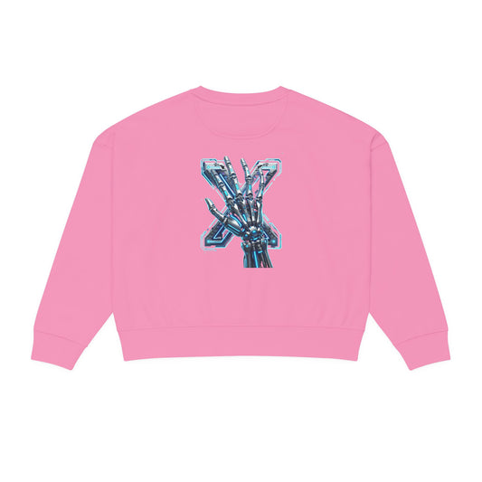 Hypug Xenon Women's Organic Crewneck Sweatshirt — Anatomical Ribcage & Mechanical Hand Graphic - HYPUG XENON