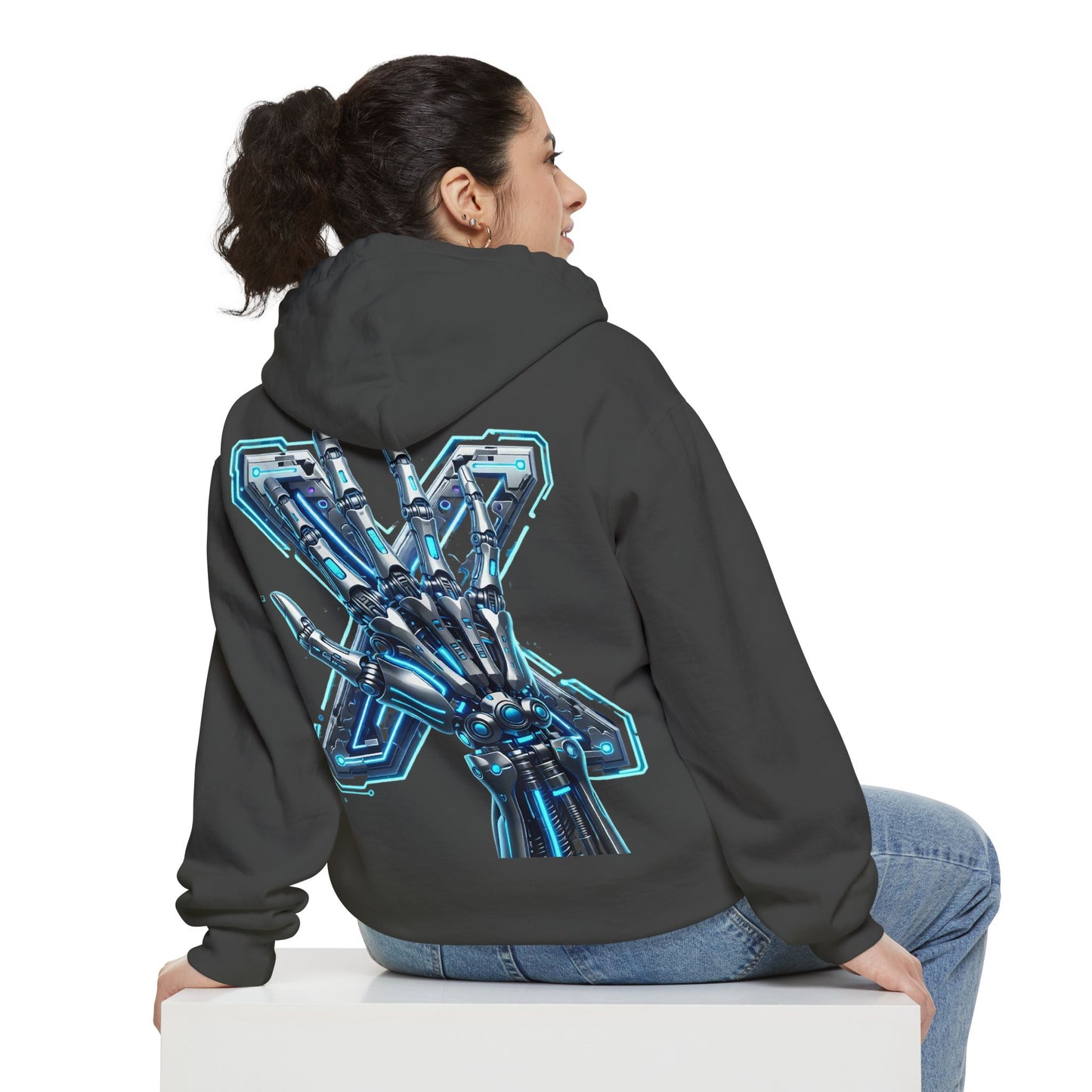 Hypug Xenon Ribcage Anatomy Hoodie — Blue Gothic Spine Chest Design