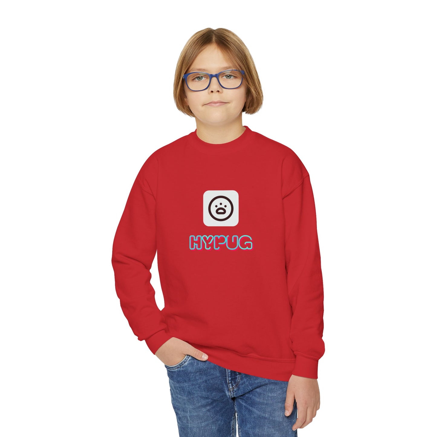Big Dog Youth Crewneck Sweatshirt — Cute Cartoon Dog Graphic