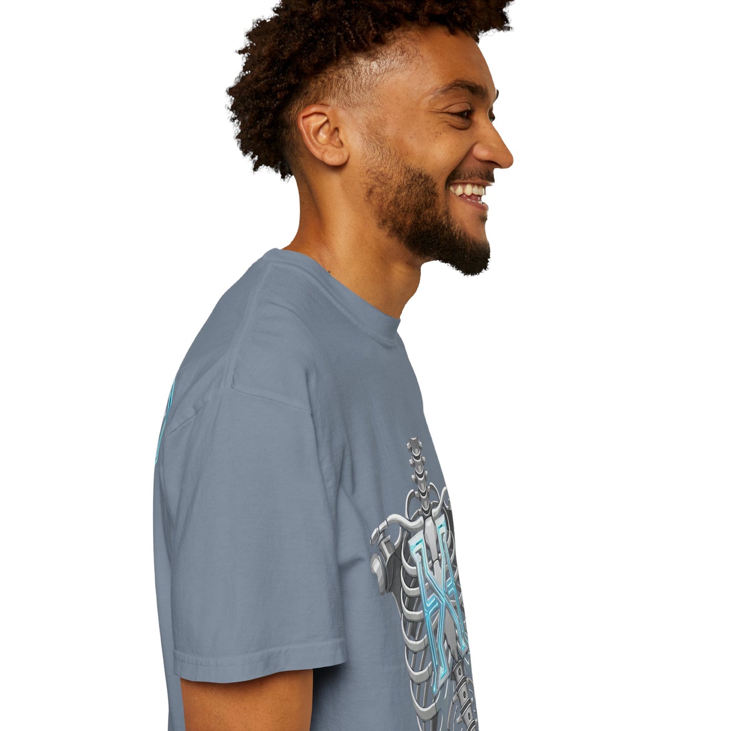 Hypug Xenon Skeleton Ribcage & Robotic X T-Shirt — Futuristic Tech Anatomy Tee