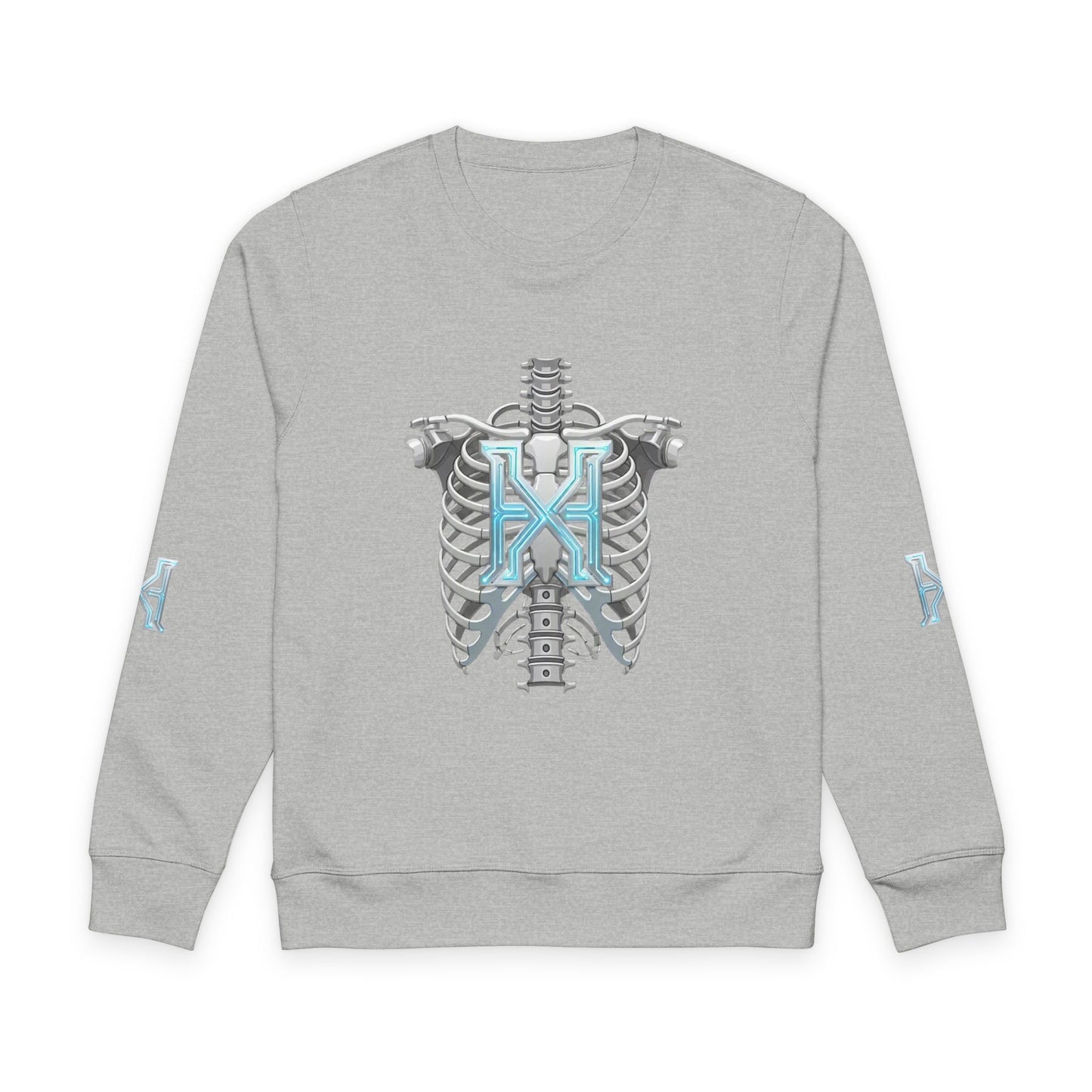 Hypug Xenon Skeleton X Crewneck Sweatshirt — Futuristic Robotic Ribcage Graphic