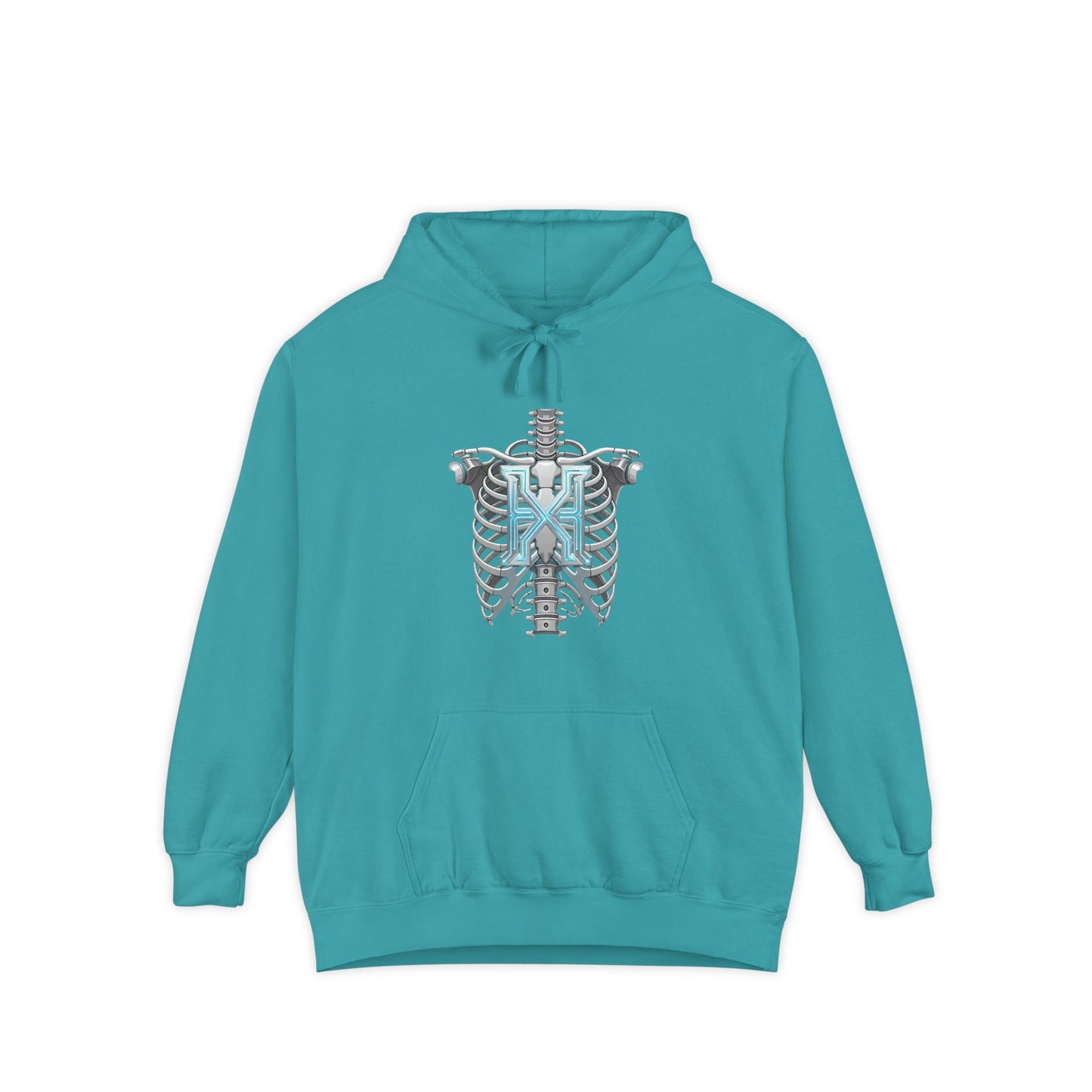 Hypug Xenon Ribcage Anatomy Hoodie — Blue Gothic Spine Chest Design