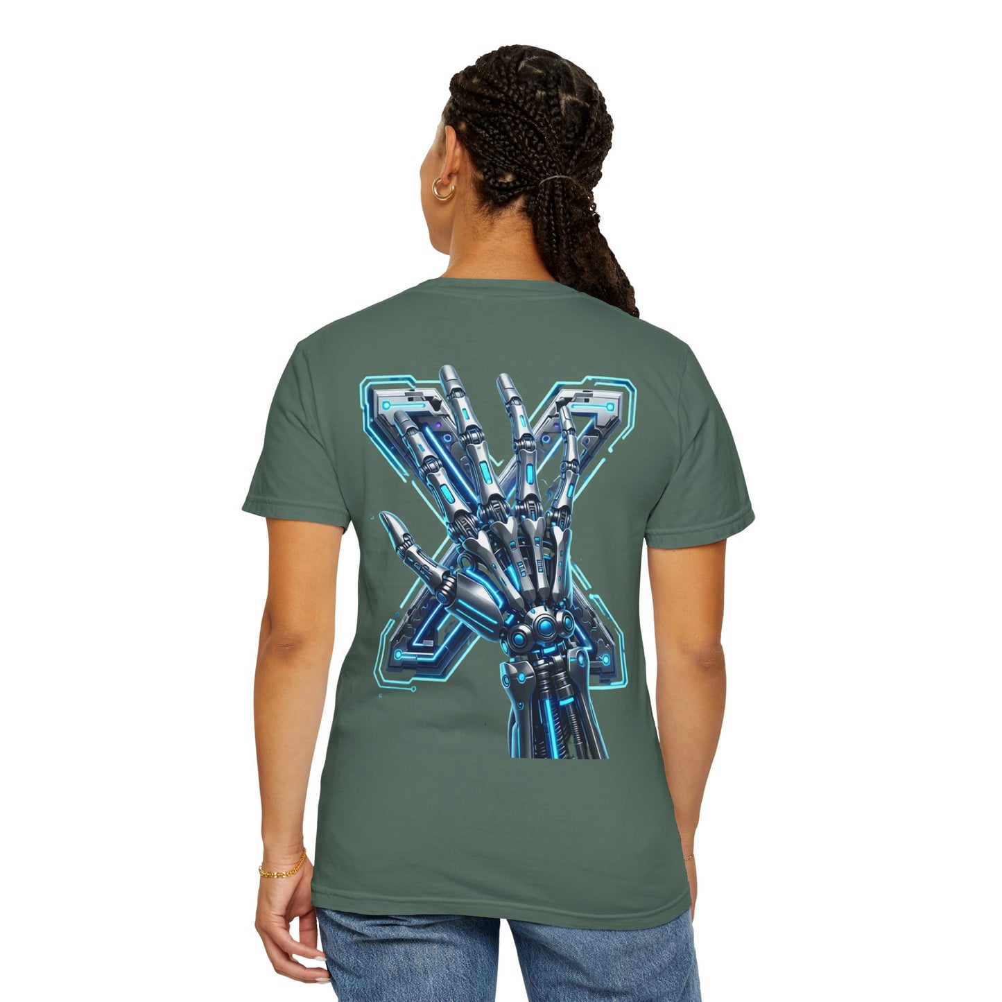 Hypug Xenon Skeleton Ribcage & Robotic X T-Shirt — Futuristic Tech Anatomy Tee