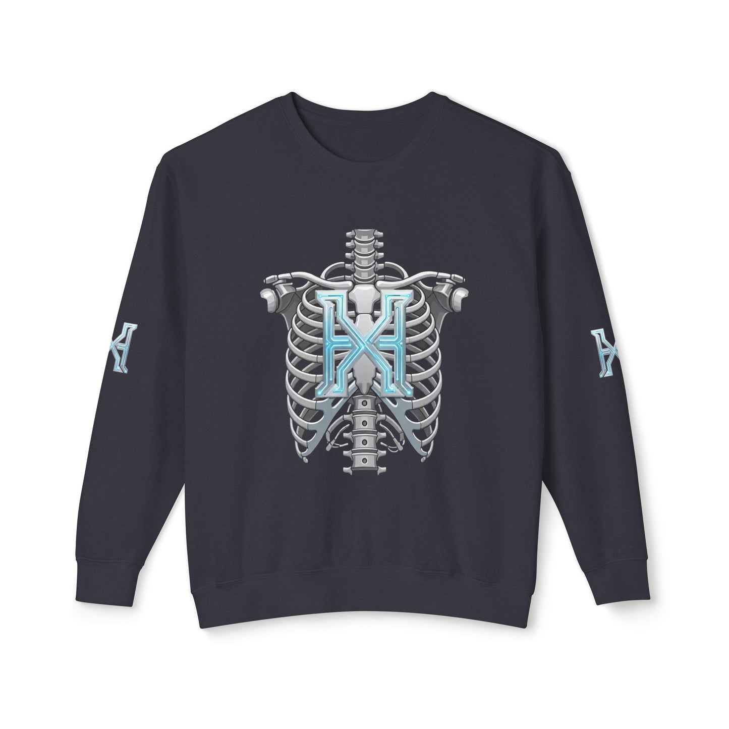 Hypug Xenon Cyber X Ribcage Crewneck Sweatshirt — Futuristic Robotic Hand Graphic