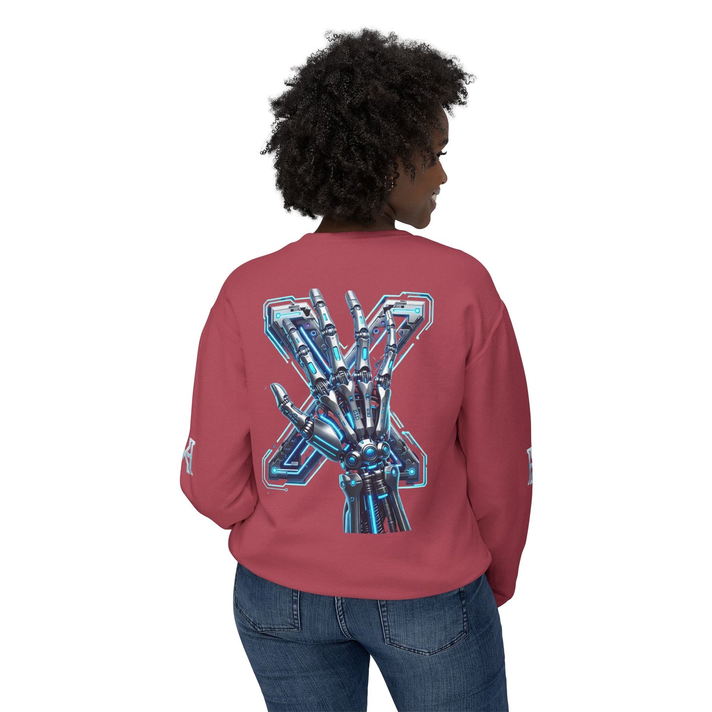 Hypug Xenon Cyber X Ribcage Crewneck Sweatshirt — Futuristic Robotic Hand Graphic