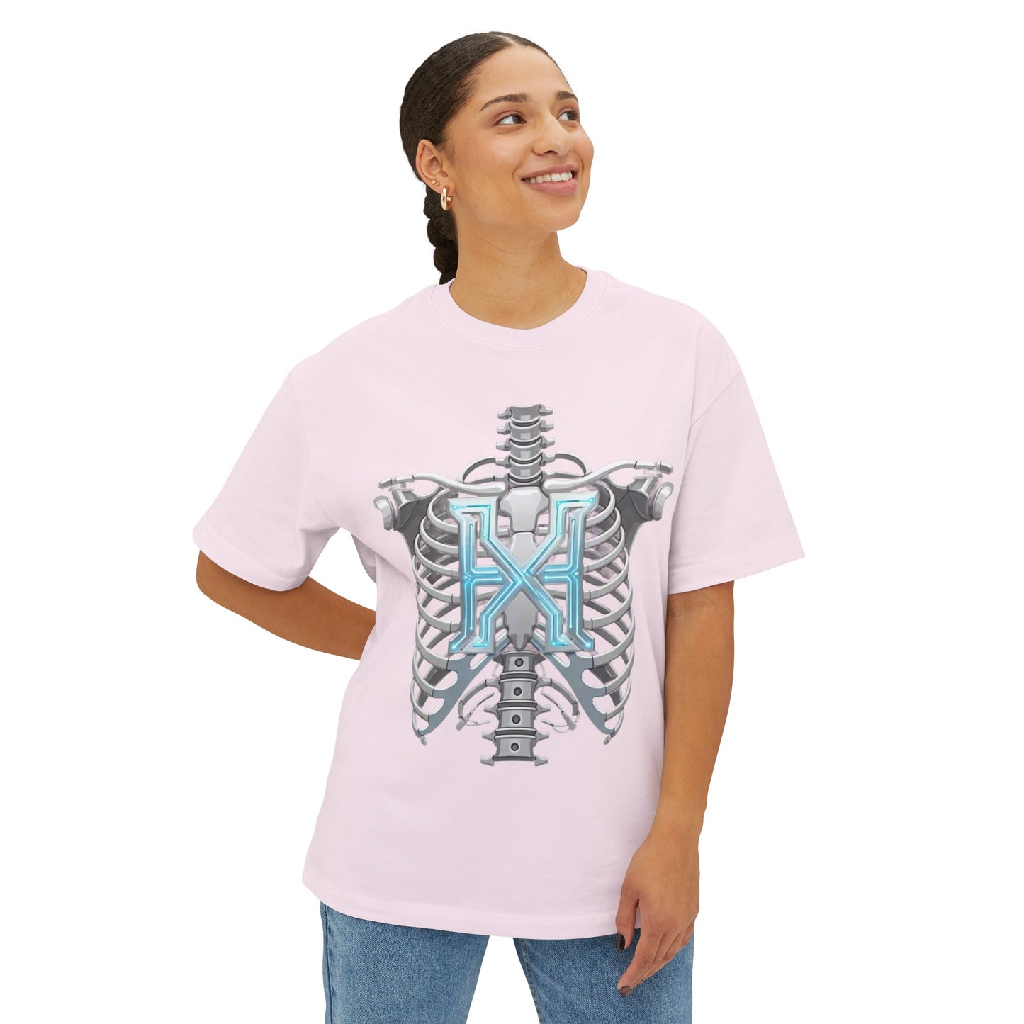 Cyber X Skeleton Tee — Futuristic Robotic Ribcage Graphic T-Shirt