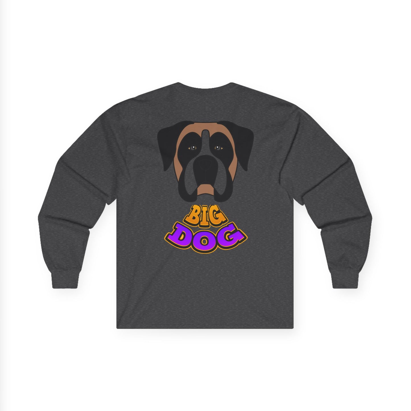 Big Dog Pug Graphic Long Sleeve Tee — Cute Dog Face Crewneck
